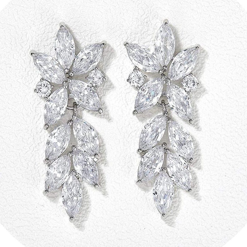 Cubic Zirconia Dangle Drop Earrings-S